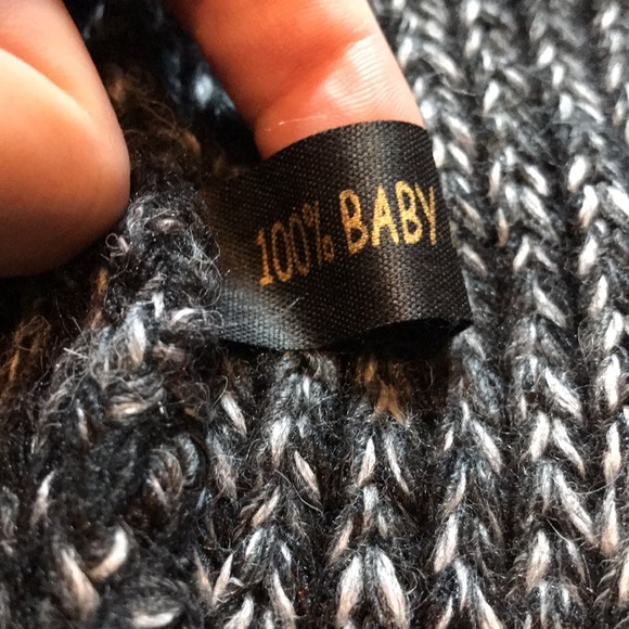 Black gray striped open cardigan alpaca sweater - Picture 5 of 7